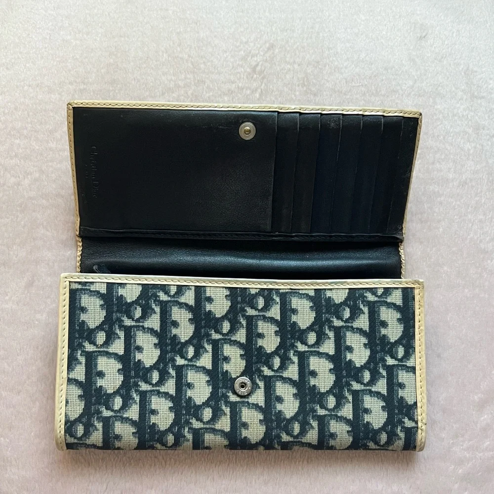 Authentic Dior Blue and Cream Wallet